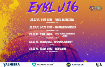 Šajā nedēļas nogalē Valmierā norisināsies U16 EYBL 3. posms.